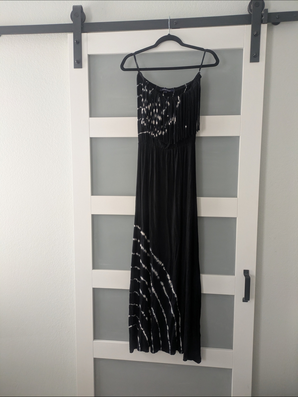Ocean Drive Black Tie-Dye Fringe Maxi Dress